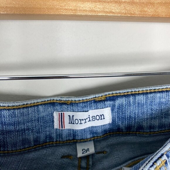 Morrison Denim Distressed Boot Cut Jeans Stargazer Rock Star Blue Womens 26 - Picture 2 of 7